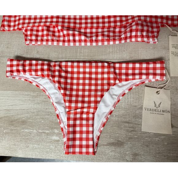 Verdelimon Santa Cruz Off-The-Soulder Top/ Low Rise Bottom Bikini Set Size S - Picture 2 of 11